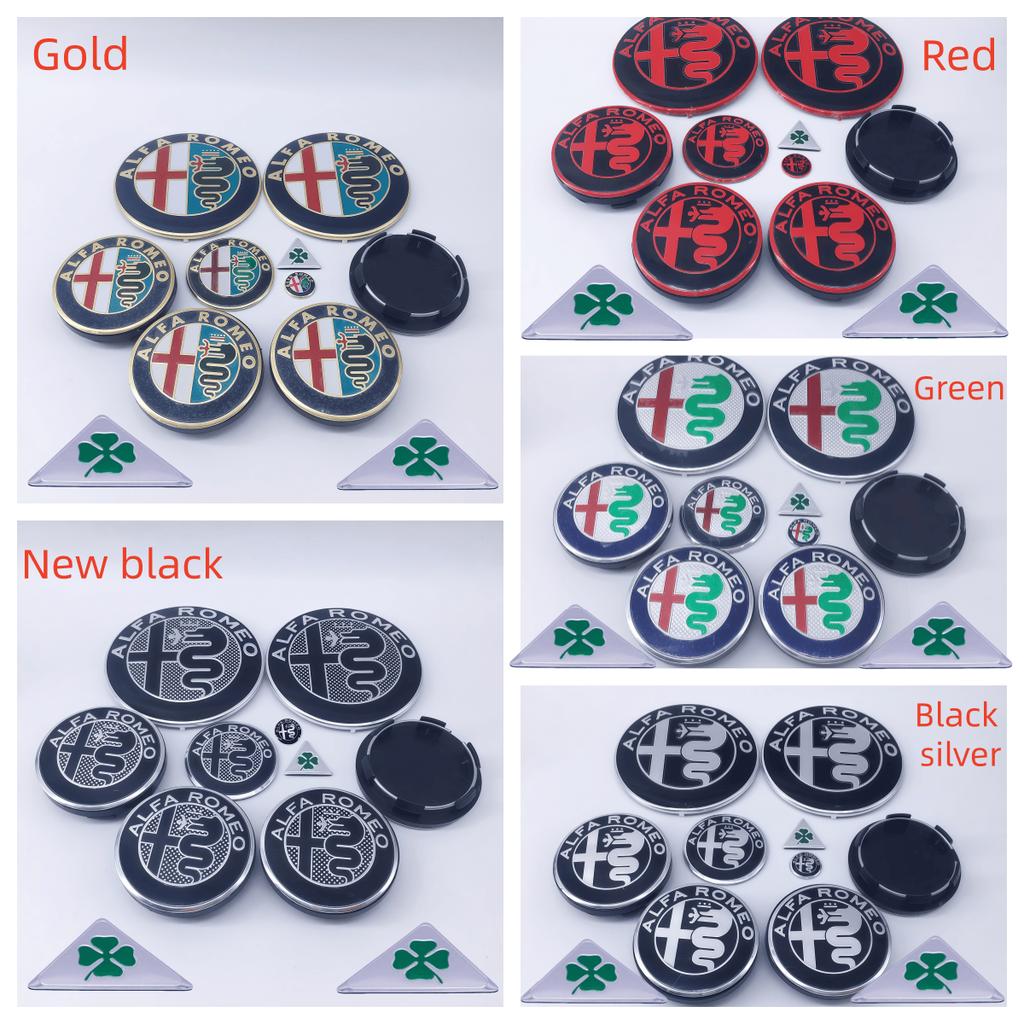 RCIZ5 11pcs 50mm 56mm 60mm Car Hood Trunk Steering Wheel Badge for Alfa Romeo Brera New Spider Giulietta Mito Giulia Wheel Center Cap