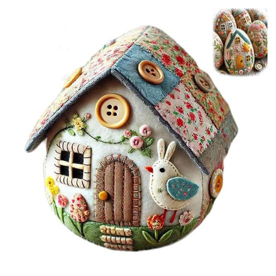 Patchwork Egg House Kit DIY Patchwork Felt Egg House Craft Kit Easter Decor