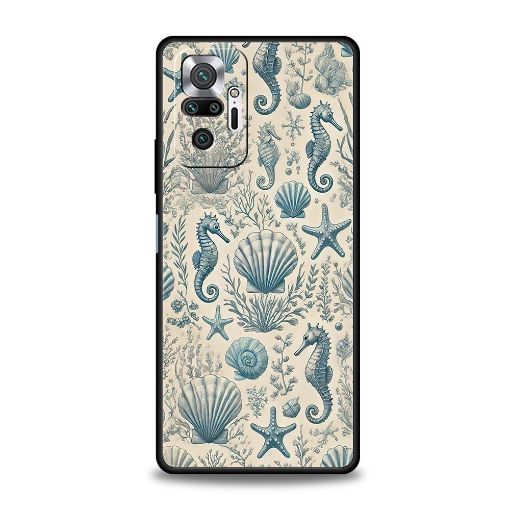 Синий чехол для телефона с изображением морской рыбы для Redmi 14C 10C Note 15 14 13 12 10 11 K40 Pro Plus 5G Ударопрочный мягкий ТПУ чехол Fundas Сумки