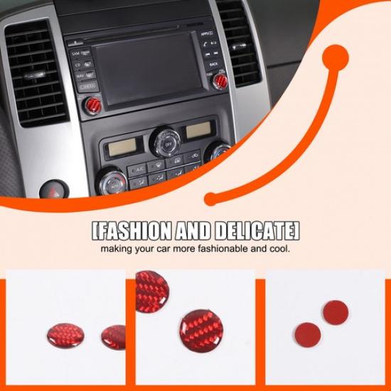 Red Carbon Fiber Volume Adjustment Knob Trim Sticker For Nissan Frontier 2009-17