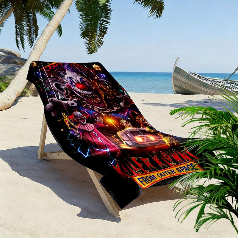 Labyrinth,Killer Klowns from Outer Space Print Beach Towel, Large Soft Quick Dry Towel for Beach Camping Swimming