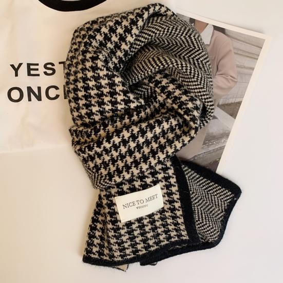 Men Women Scarf Japanese Style Plaid Pattern Long Style Wrap Autumn Winter Thermal Insulation Knitting Scarf Daily Wear