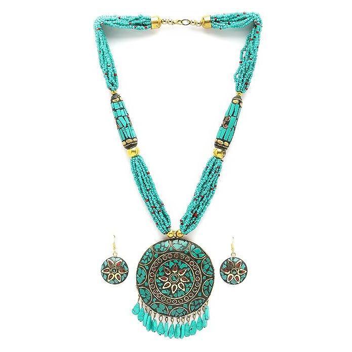 Shining Diva Fashion Последний стильный традиционный тибетский кулон Ожерелье Ювелирный набор для женщин