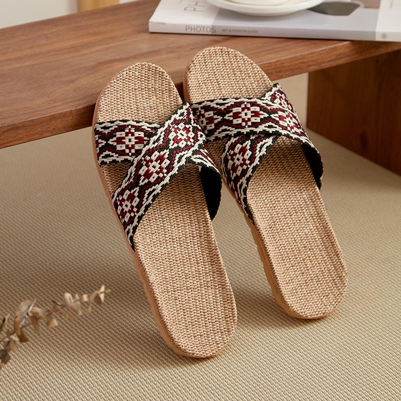FL Four Seasons Women's Linen Deodorant Anti-slip Indoor/Outdoor Silent Slippers