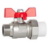 Шаровой кран-сгон с наружной резьбой PPR, 1/2" наружная резьба, полнопроходной, для медной трубы водонагревателя.