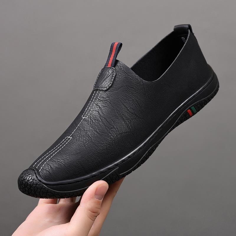 Модные однотонные повседневные лоферы большого размера для мужчин, модные легкие туфли для вождения на весну-осень, мужская новая дизайнерская кожаная обувь