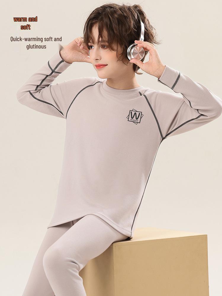 Комплект термобелья из немецкого бархата для мальчиков с флисовой подкладкой для подростков и детей старшего возраста - Осень/Зима