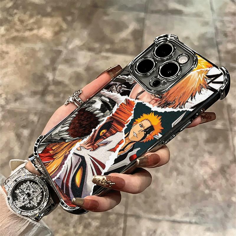 Чехол для телефона с покрытием Bleach Аниме Ичиго Кенпачи Для iPhone 16 17 Pro Max Air 16E 14 15 Plus 12 13 Mini Противоударный Чехол с Airbag