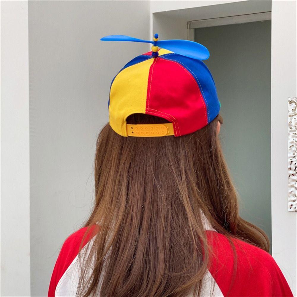 Rainbow Helicopter Propeller Hat Snapback Baseball Cap Funny Bamboo Dragonfly Cap Birthday Gift