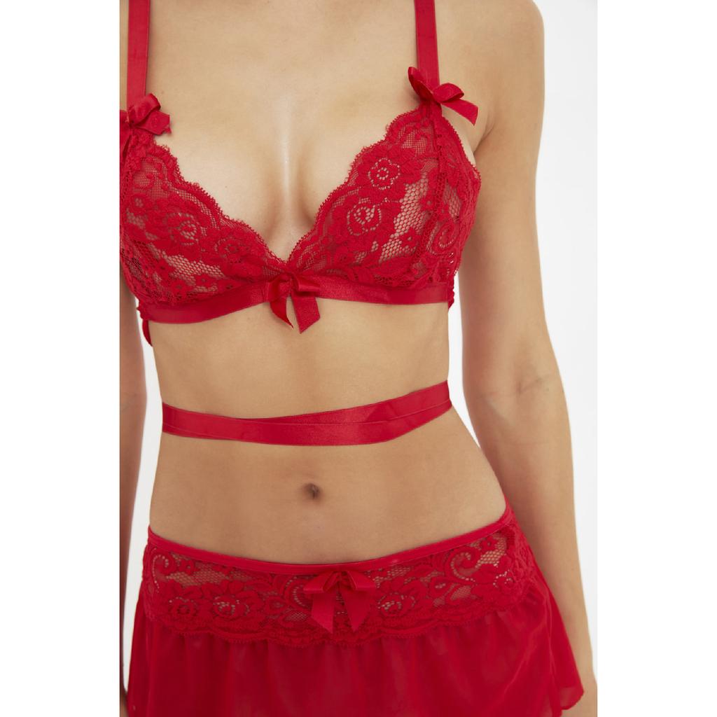 Черный кружевной комплект нижнего белья без чашек Thmaw22au0328