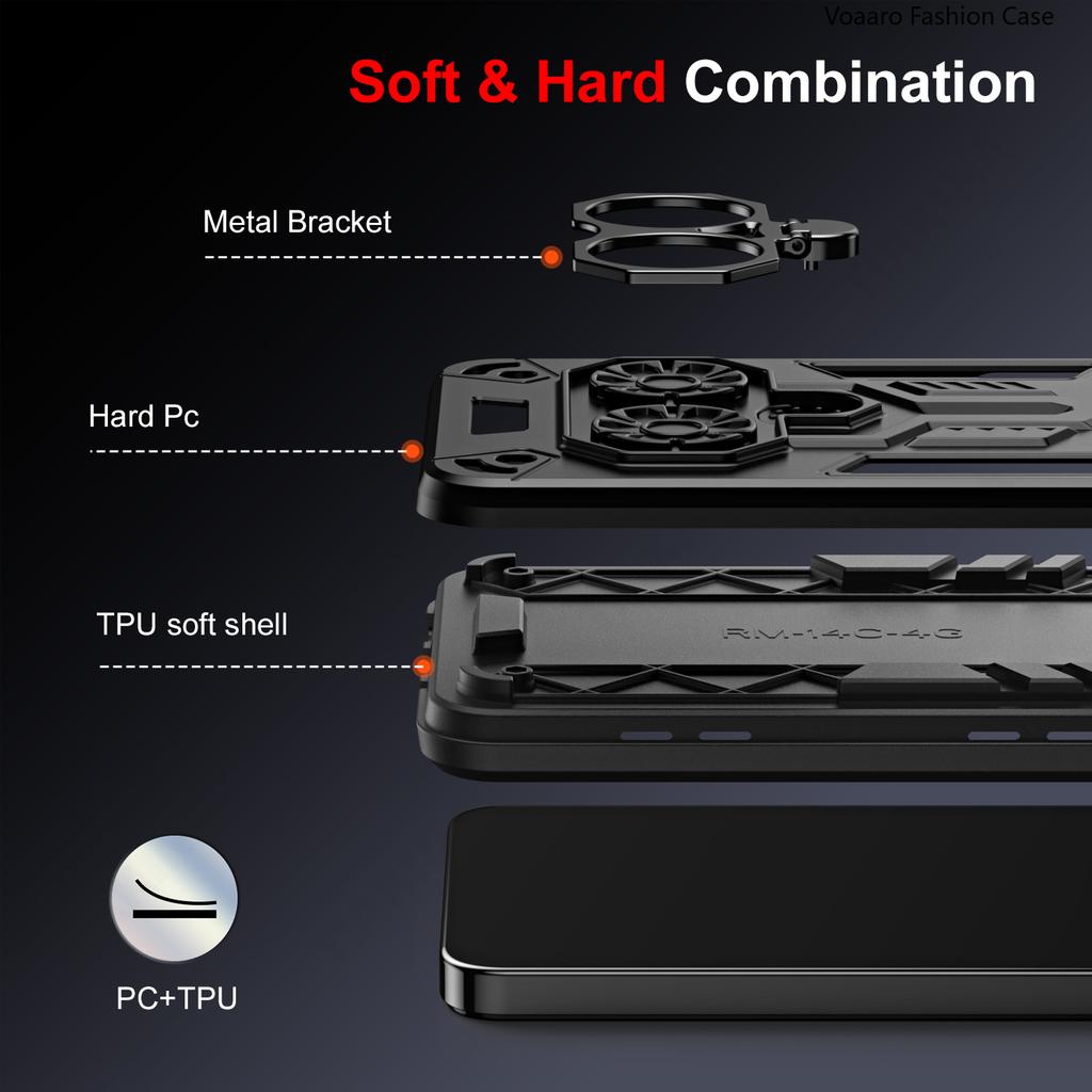 Чехол-броня с двойным кольцом-держателем для пальцев для Xiaomi Redmi 14C 4G, чехол для Redmi A4 A3 Pro POCO C75, вращающаяся металлическая подставка-держатель, чехол-накладка