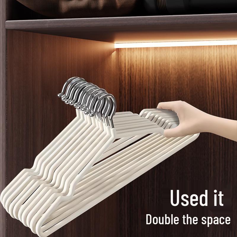 Набор из 10 бесшовных нескользящих хромированных ПВХ вешалок