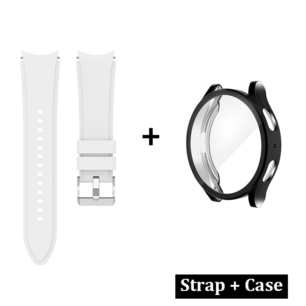 Чехол+Ремешок для Samsung Galaxy Watch 4/5/6/7 40мм 44мм Мягкий ТПУ Защита всего экрана Бампер Силиконовый Ремешок