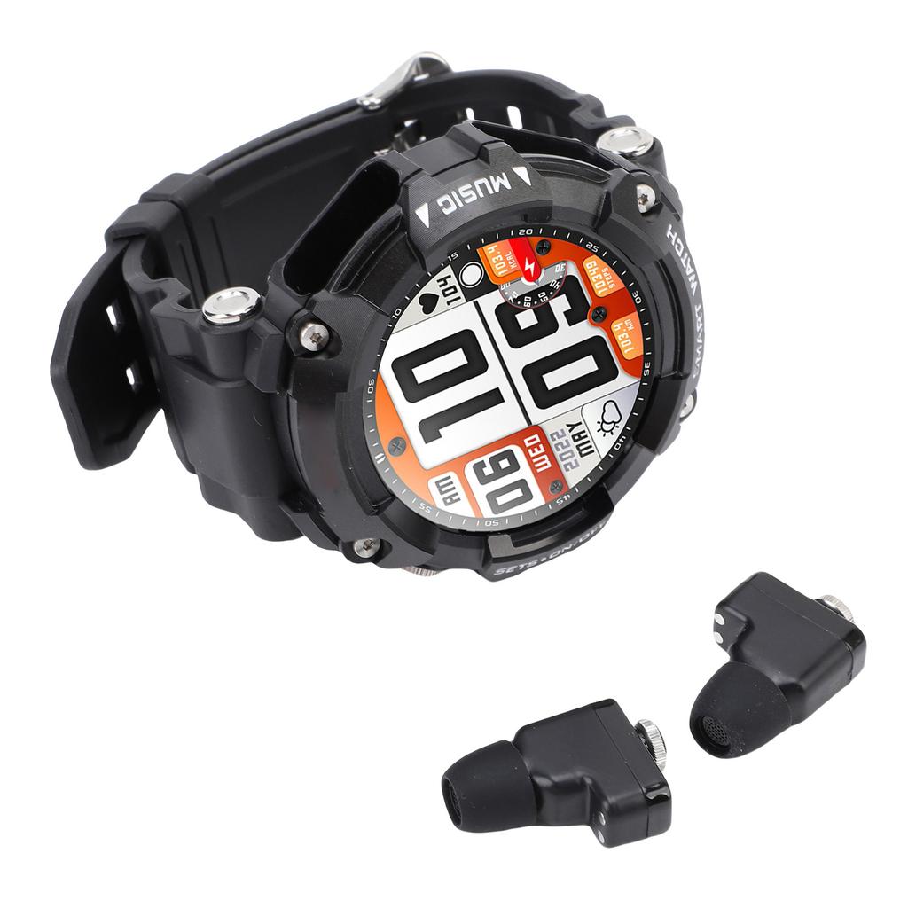 2 in 1 Smart Watch with Wireless Stereo Earbuds 1.52 Inch Screen NFC Fitness Tracker Smartwatch MP3 Music Recording