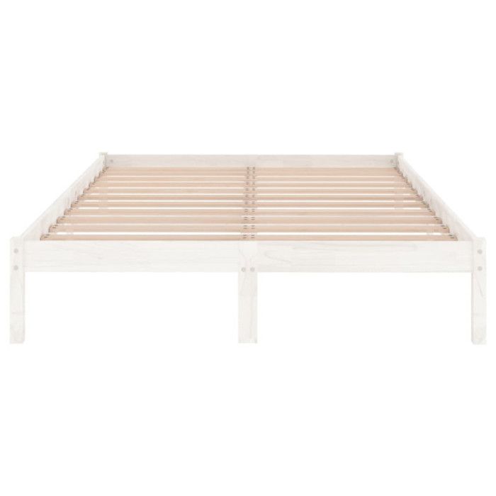 VidaXL Cadre de lit Blanc Bois massif 135x190 cm Double 809993