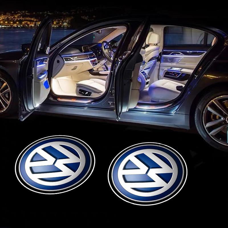 2Pcs Car LED Door Light Welcome Projector Lamp for VW GTI Polo Golf Passat Scirocco Jetta Beetle T-ROC Touareg CC Accessories RA1