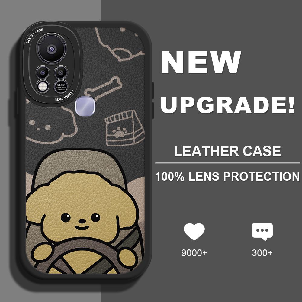 Slim Skin Feeling Cute Brown Dog Soft Silicone PU Leather Cover Phone Case for iPhone Samsung Huawei Honor Xiaomi Redmi OPPO Realme Vivo