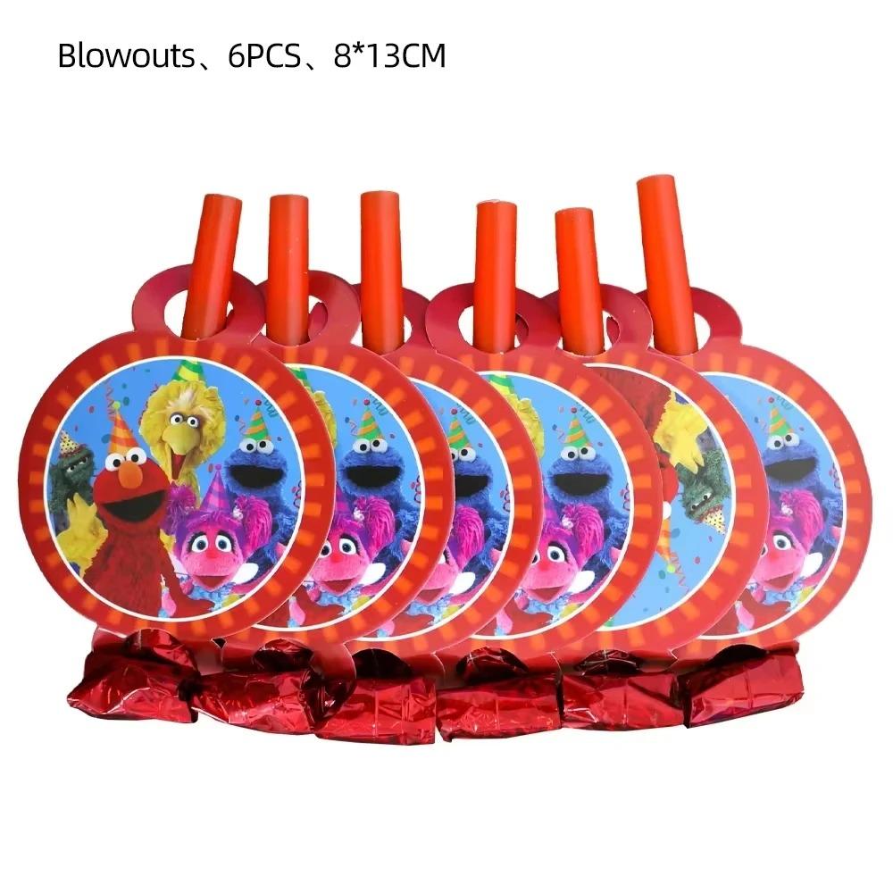 Cartoon Sesames Birthday Party Decoration Cute Biscuits Monster Balloons Cup Plate Banner Cake Topper for Party Favors Supplies