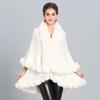 10 Colors Winter Warm String Faux Fox Fur Long Knitted 2 Layer Poncho Cape Cloak Oversize Women Cardigan Loose Shawl Street Coat