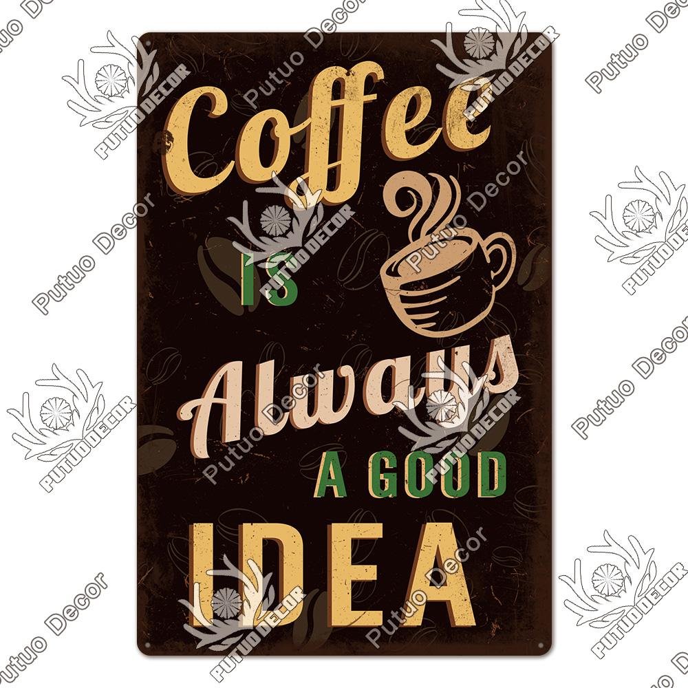 Decor Coffee Vintage Tin Sign Metal Sign Decorative Plaque Retro Plate Cafe Kitchen Living Room Coffee Bar Decoration