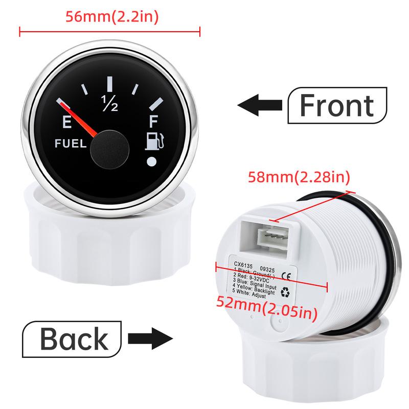 7 Color Backlight 52mm Fuel Level Gauge With Alarm 240-33ohm Oil Tank Meter for Car Truck Boat Alarm Set 13% OiL Level Gauge