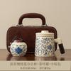 entangled lotus ceramic office cup new Chinese style filter teacup with lid portable for self-use gift, high-end exquisite gift box