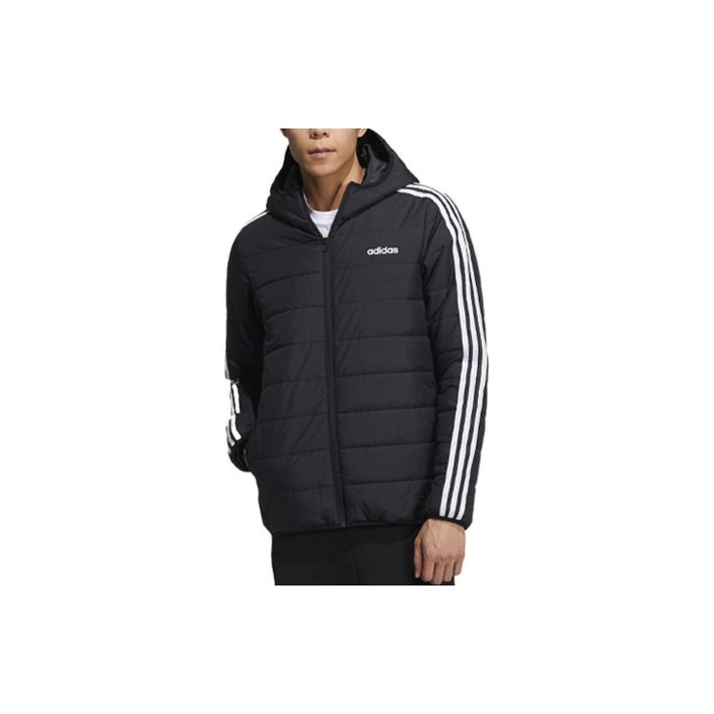 adidas Нео Классическая спортивная хлопковая куртка с тремя полосками с капюшоном для зимней мужской куртки черного цвета GP4922