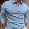 Осенний топ, мужские футболки с длинными рукавами и воротником с лацканами, мужская полосатая футболка-поло