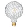 Ampoule LED Globe Strié G125 Filament Droit Transparent