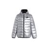 Детская блестящая куртка-пуховик с капюшоном и логотипом на молнии, зимняя детская верхняя одежда, серебристая, NY2142032GS-005