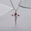 Stainless Steel Irregular Thorn Rose Love Cross Necklace Unique Sweater Chain High-End Fashion Accessory