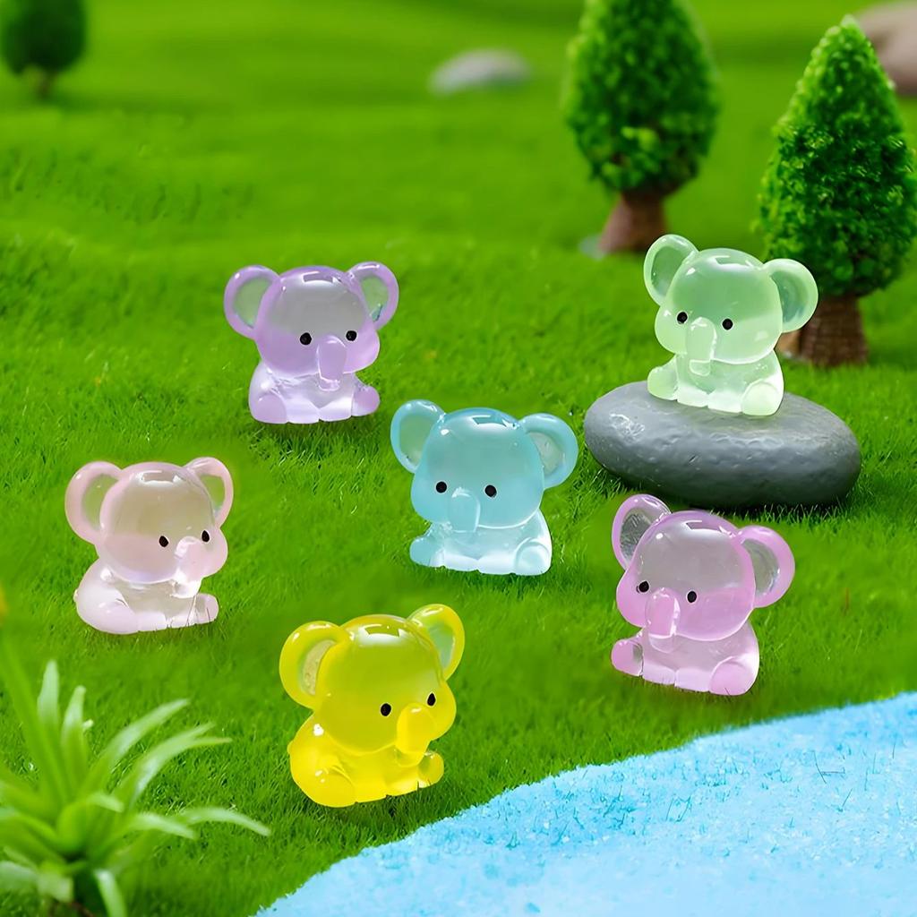 10/20Pcsmini Resin Cute Glowing Elephants Animals Home Decor For Diy Fairy Garden Micro Landscape