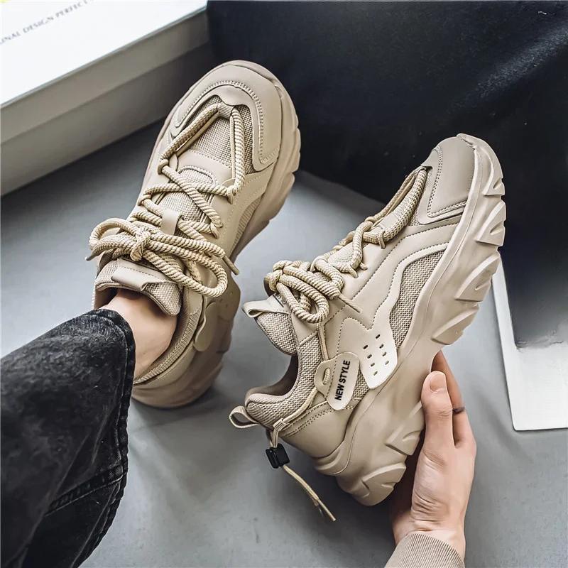 Мужская спортивная обувь на толстой подошве, простые модные повседневные кроссовки, высококачественная резиновая пластиковая мужская спортивная обувь, массивные кроссовки