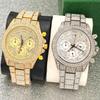 Luxury Mens Watches Full Diamond Iced Out Calendar Quartz Watches Fashion Week Display Waterproof Clock