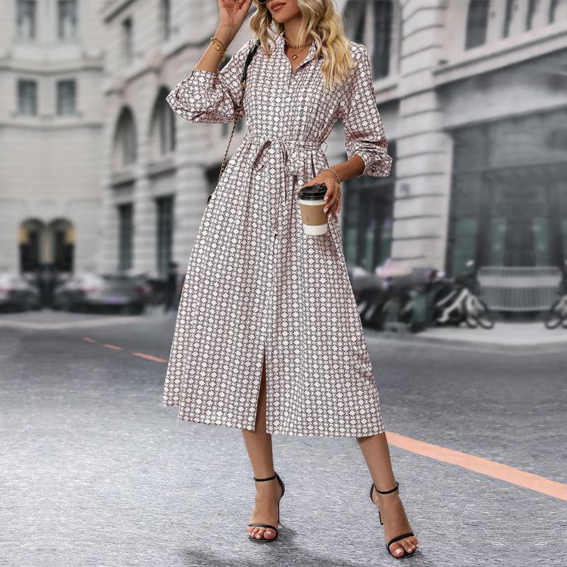 Clothing 2025 Spring New Women's Long-sleeved Printed Dress