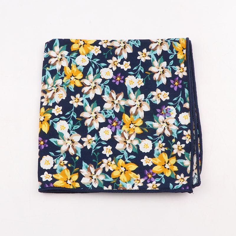 25cm Vintage Floral Cartoon Printed Handkerchief Cotton Women Men Wedding Suits Pocket Square Adult Gift Accessory High Quality