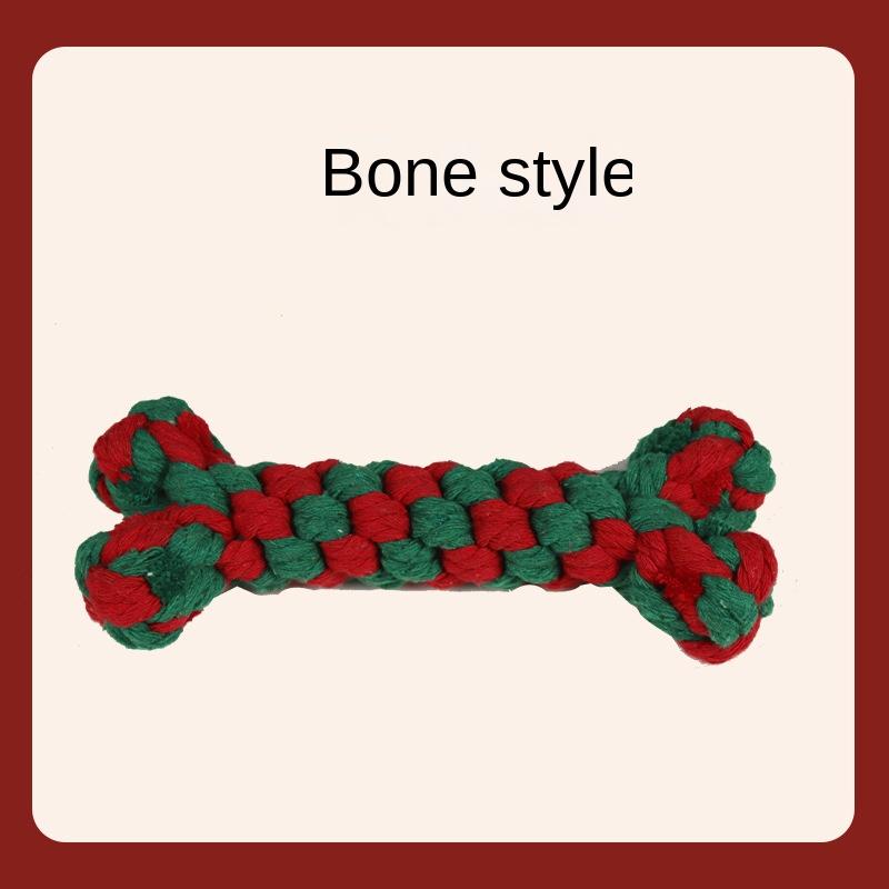 1pc Christmas Design Teeth Cleaning Braided Rope Knot Pet Toy, Dog Chew Durable Toy For Cat And Dog Teeth Cleaning Supply Toy