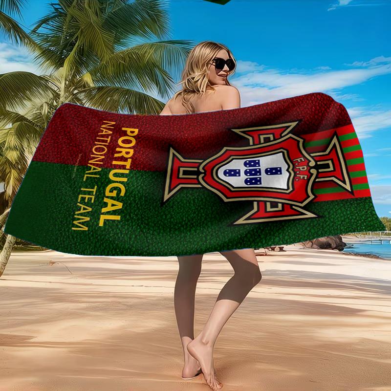 Portuguese Football Federation Crest Beach Towel, Quick-drying, Easy to Care for, Suitable for Both Fitness and Beach Vacations,Sports Essential
