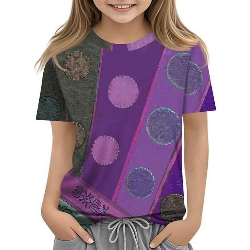 Детская футболка с 3D-принтом, новая повседневная универсальная детская одежда с цветочным 3D-принтом, футболка с короткими рукавами и круглым вырезом
