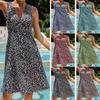 V-Neck Casual Floral Lace-up Vest Dress Loose Print Ladies Beach Summer Bohemian Dress Women