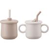 Lock&Lock Little Rub Silicone Straw Cup 200ml Set Regular Type + Spout Type, Cream, Beige, 1 Set