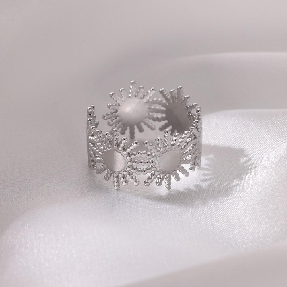 Fashion Sun Open Rings For Women Men Gold Color Stainless Steel Sun Ring Wedding Couple Aesthetic Jewelry Gift bijoux femmes