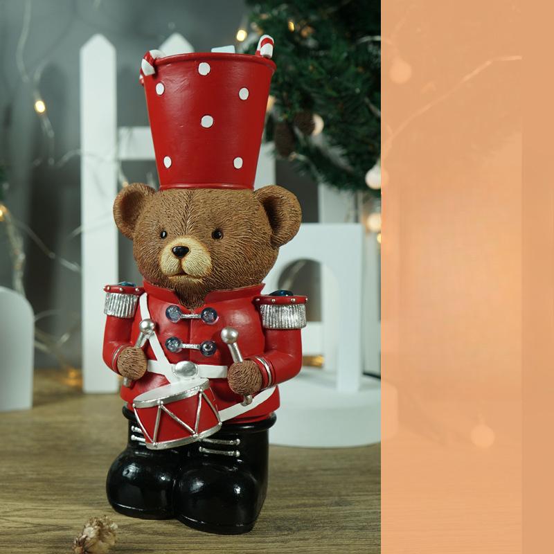Рождественские ornaments-скульптуры животных Коричневый медведь-барабанщик Собака Идея подарка Коробка Красивый скейтборд Пингвин Рождественские украшения для дома