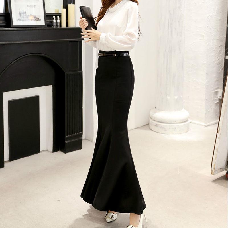 Женская юбка-рыбий хвост, осенняя новая тонкая сумка, юбка с высокой талией, повседневная юбка с рюшами