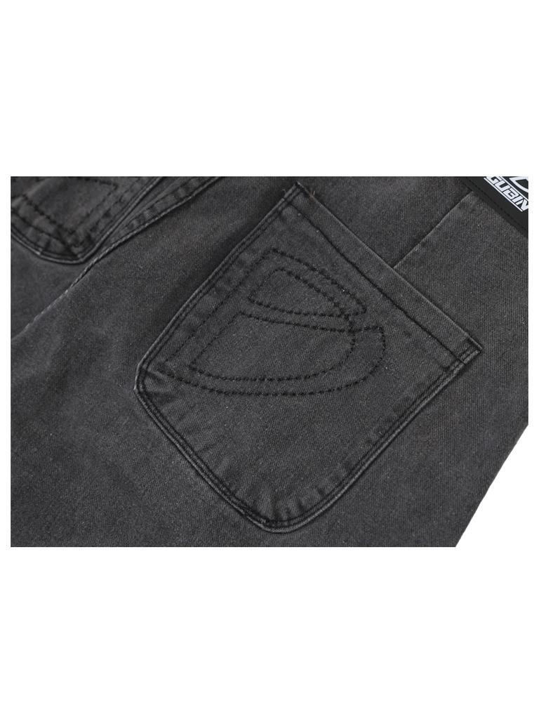 GUBIN Wide Rivet Point Denim Pants - Gray