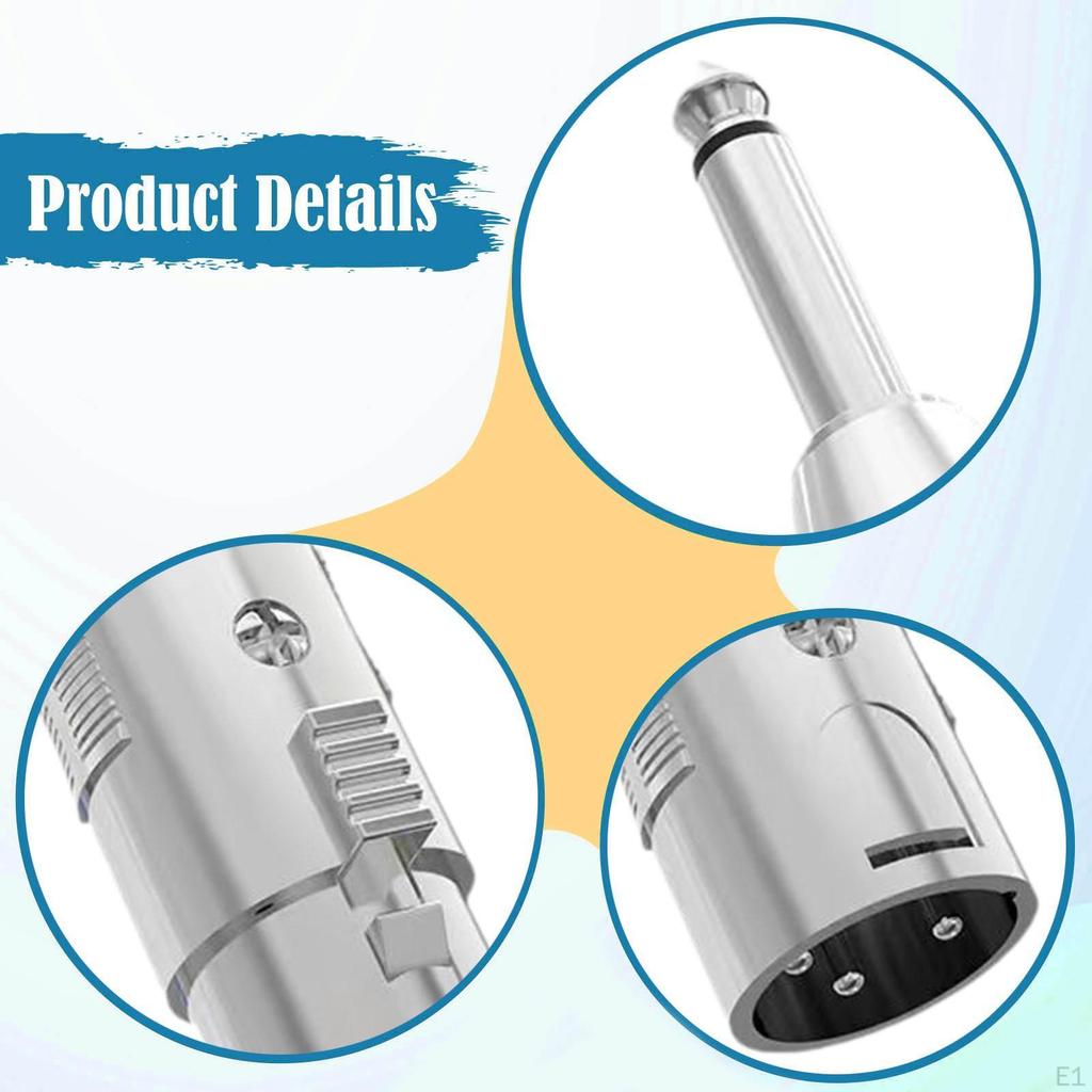 Адаптер XLR папа-мама на 1/4" / 6,35 мм, 3-контактный, прочный, компактный, портативный конвертер, профессиональный