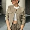 2024 Spring Women's European & American Style Crew Neck Long Sleeve Single-Breasted Short Jacket