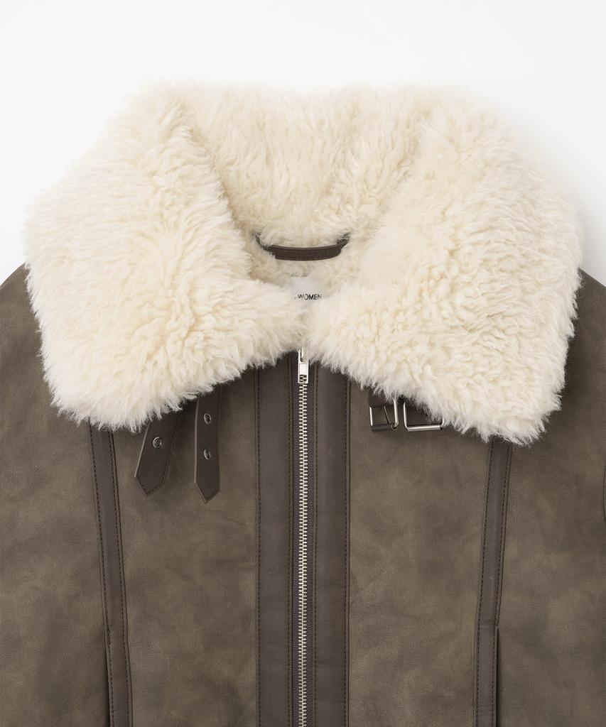Millo Women Fluffy Fur Shearling Jacket [Brown]