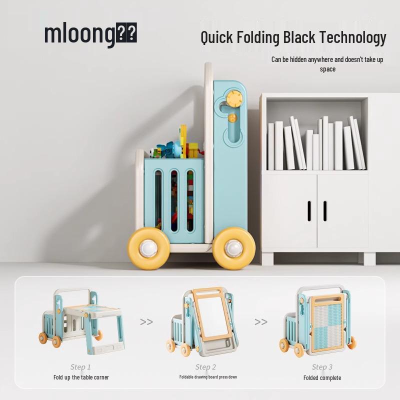 Manlong Convertible Building Block Table & Foldable Drawing Board - Educational Game Table for Boys & Girls, Ideal First Birthday Gift