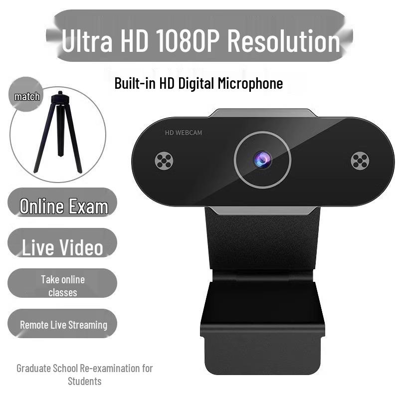 HD Webcam with Integrated Microphone for Desktop, Laptop, and Live Streaming.